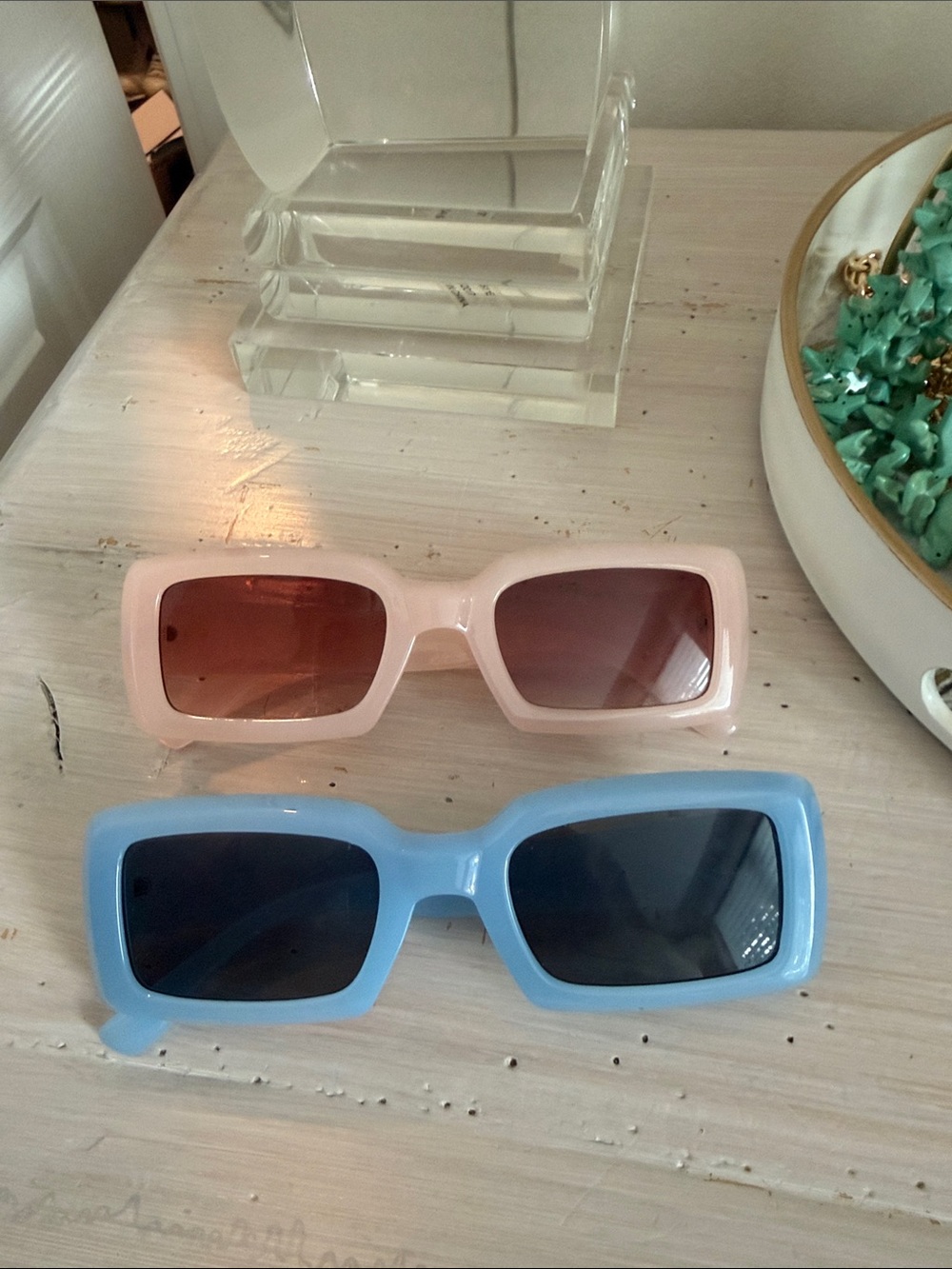 Amazon Pink and Blue Rectangular Sunglasses